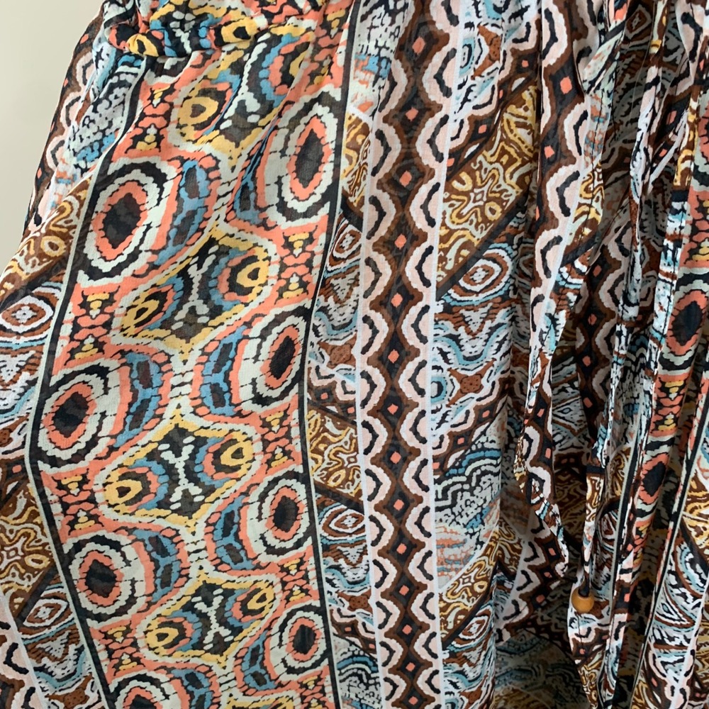 Liberty Love Long Sheer Cardigan Swimsuit Coverup Size 3X Earth Tone Boho - Picture 6 of 8
